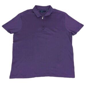 Perry Ellis Pima Cotton Polo Shirt Royal Purple Short Sleeve Golf Quarter Zip XL